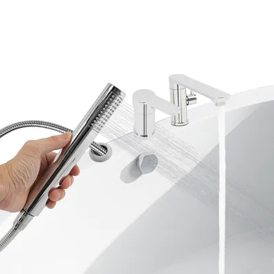 Produktbild von Mischbatterie für die Badewanne, Badewannenarmatur, Badewannenarmatur mit Handbrause, Silber