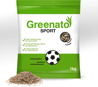 Produktbild von 1kg Rasensamen Greenato Sport Sportrasen Sport- und Spielrasen Spiel Rasen Grassamen Rasensaat Gras