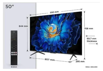 Produktbild von TCL C6KS 50C6KS, 127 cm (50"), 3840 x 2160 Pixel, QD-Mini LED, Smart-TV, WLAN, Metallisch