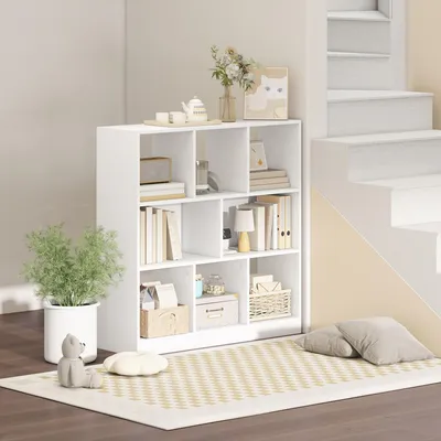 Produktbild von Bücherregal 8 Fächer, Standregal Spanplatte, Weiß | 97,5 x 30 x 100 cm | 25,5 kg | Kippschutz