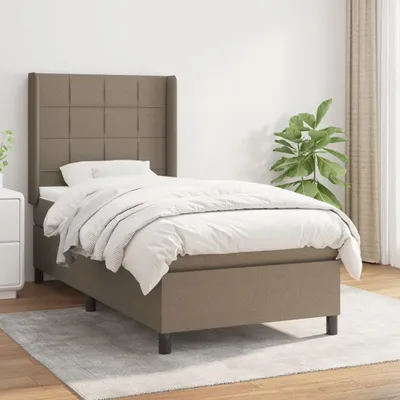 Produktbild von CLORIS Boxspringbett Polsterbett mit Matratze Taupe 90x190 cm Stoff, 54,83 kg