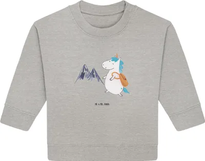 Produktbild von Mr. & Mrs. Panda Organic Baby Pullover Einhorn Bergsteiger 12. - 18. Monat - Heather Grey - Geschenk, Abenteuer, Berge, Bullover, Weltenbummler, Urlaub, Unicorn