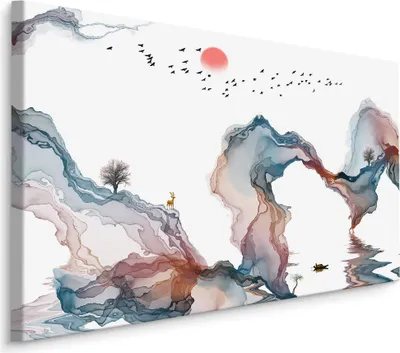 Obrázek produktu pro Obrázek barevné abstraktní krajiny moderní dekorace krajiny s 3D efektem 120x80cm