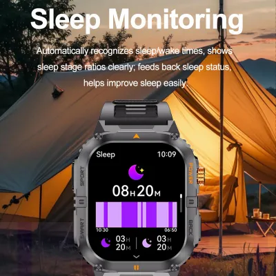 Obrázok produktu pre Inteligentné športové hodinky s funkciou fitness tracker a LED baterkou, 2,0-palcovým displejom, viac ako 100 športovými režimami a podporou Bluetooth pre telefonovanie, čierne