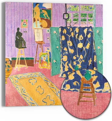 Produktbild von DEQOART Hybrid Leinwand Bild 50x50 cm 'Kreatives Atelierleben' Wandbild Glas flach modern