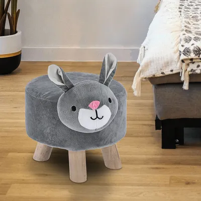Produktbild von Kinderhocker Sitzhocker Hase H 30 cm Tiermotiv Hocker Plüschsitz
