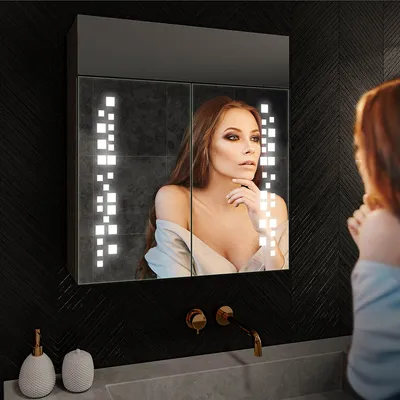 Productafbeelding van Artforma Spiegelkast met LED-verlichting - EMILY, 66,5 x 72 cm | LED-kleur: Koel wit, 7000K | SZ2L038