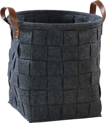 Produktbild von Aufbewahrungskorb - 27 x 27 cm - Dunkelgrau - Filzgeflecht - mit Tragegriffen