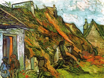 Produktbild von Vincent Van Gogh Kunstdruck Bild - Bauernhäuser In Chaponval, 1890 (60 x 80 cm)