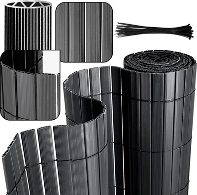 Produktbild von Hengda PVC Sichtschutzmatte Sichtschutzzaun Sichtschutz für Zaun Balkon grau 80x300cm Stabile W-Form