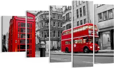 Produktbild von Bild auf Leinwand - Leinwandbild - Bus Telefon Straße - 100x60cm - Wand Bild - Wanddeko - Leinwanddruck - Bilder - Kunstdruck - Wanddekoration - Leinwand bilder - Wandkunst - EG100x60-2674