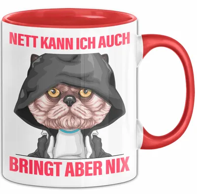 Produktbild von Sarkasmus Tasse Geschenk Lustiger Spruch Nett Kann Ich Auch Bringt Aber Nix Becher (Rot)