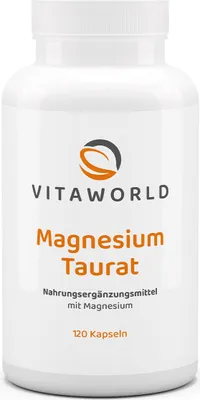 Produktbild von Vitaworld Magnesiumtaurat | 120 Kapseln | 100% reines Magnesiumtaurat | 300 mg Magnesium pro 2 Kapseln | vegan