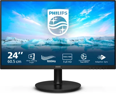 Produktbild von Philips V Line 241V8LAB/00, 60,5 cm (23.8"), 1920 x 1080 Pixel, Full HD, LCD, 4 ms, Schwarz