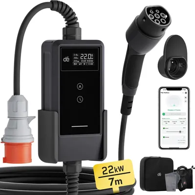 Obrázek produktu pro Nabíječka pro elektromobily, max. 22 kW, délka kabelu 7 m, vodotěsná IP66, montáž na stěnu Ver. 7M, TYPE2