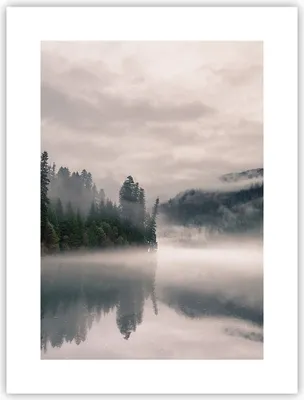 Produktbild von Poster - Poster ohne Rahmen - Reflexion Nebel Landschaft - 30x40 cm - Wand Bild - Wanddeko - Wandbilder - Kunstposter - Wandposter - Bilder - Kunstdruck - Wanddekoration - Wandbild - P2XPA30x40-4482