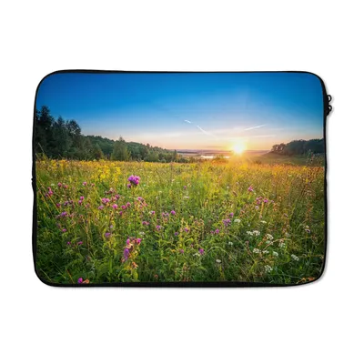 Produktbild von MuchoWow® Laptop Hülle 13 Zoll Sonne - Gras - Blumen Laptoptasche - Laptophülle - Sleeve - Rundumschutz