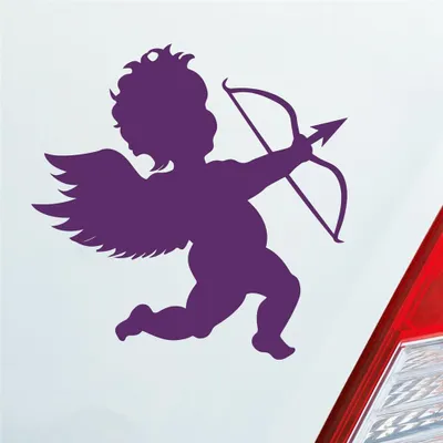 Produktbild von Auto Aufkleber Amor Liebesbote Liebe Love Glück Vale 10x10 cm Lila Sticker Heckscheibenaufkleber