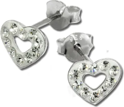 Image de SilberDream blanc Boucles d'oreilles cœur ouvert zirconium 925 argent GSO402W