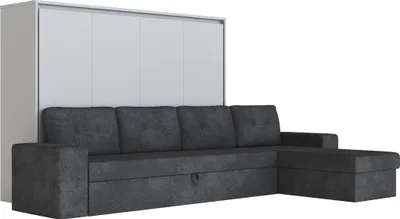 Produktbild von Schrankbett M2 Horizontal 140x200 mit Ecksofa Anthrazit Perlgrau