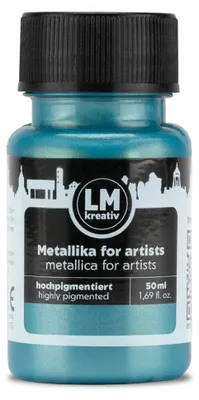 Produktbild von LM-Kreativ Metallika for Artists 50 ml, Türkis – hochpigmentierte Metallic-Acrylfarbe für Holz, Leinwand, Keramik & Glas