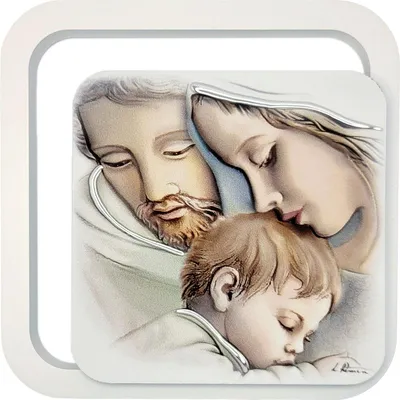 Image de Peinture de la Sainte Famille sur bois | Taille : 11x11 cm | Numéro d'article : ES0620130