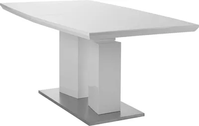 Produktbild von Esstisch - Weiß Hochglanz - Edelstahl - 160 x 90 cm - ausziehbar