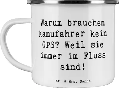 Produktbild von Mr. & Mrs. Panda becher emaille Spruch Kanu Lebensweg - Weiß - Geschenk, blechbecher, Kanufahren, Paddeln, Sportler, reisetasse, Pott, Teetasse, Teamsport, Kaffeepott