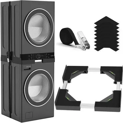 Produktbild von Azomor® Verstellbares Stapelsystem für Waschmaschine und Trockner mit Anti-Vibrations- und Ratschenverschluss