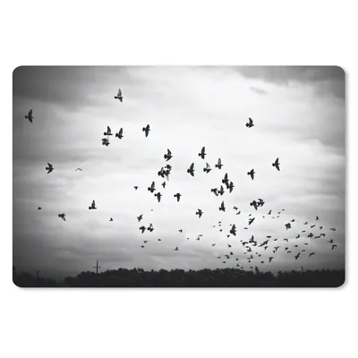 Produktbild von MuchoWow® Mauspad Mousepad Tiere - Vögel - Wolken - Schwarz - Weiß 27x18 cm - Mousepads - Maus Mat - Pad - Mausunterlage - Büroartikel - Desk Matten