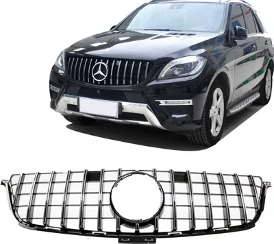 Produktbild von Kühlergrill Schwarz Chrom passt für Mercedes ML-Klasse W166 Bj 11-14 auf Facelift Sport-Panamericana GT