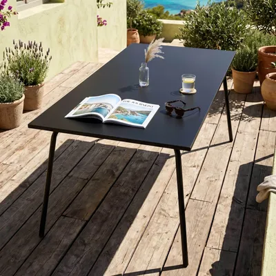 Immagine prodotto di Tavolo da giardino rettangolare in metallo nero - Oviala Palavas