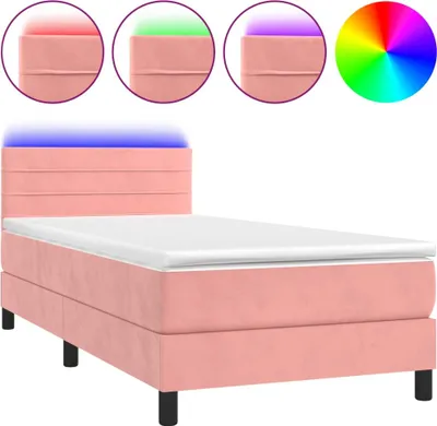 Produktbild von vidaXL Boxspringbett mit Matratze & LED Rosa 90x200 cm Samt