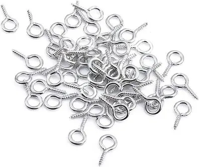 Image de Lot de 50 mini-crochets en étain pour bijoux DIY, argentés, 8 mm