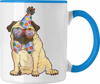 Produktbild von Trendation - Hunde Tasse Mops Rasse Geschenk Mops-Besitzer Mops Mama Geschenkidee Lustig (Blau)