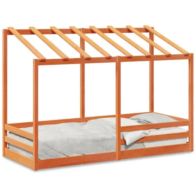 Obrázok produktu pre vidaXL Detská postieľka so strieškou vosk hnedá 75x190 cm masívne borovicové drevo