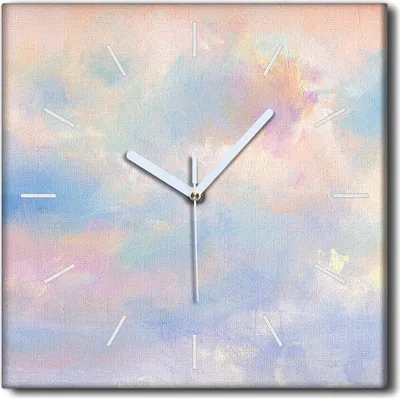 Produktbild von Coloray Uhr auf Leinwand 30x30 cm Wand Uhr Dekoration Wohnzimmer Segeltuch weiße Zeiger -Himmel Wolken Natur.