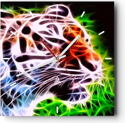 Produktbild von Wanduhr - Quadrat - Glasuhr - Afrika aggression tiere tiger - 30x30cm - Schleichendes Uhrwerk - Lautlos - zum Aufhängen bereit - Dekoration Modern - Wanddekoration aus Glas - C3AC30x30-2293
