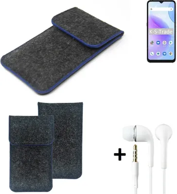 Produktbild von K-S-Trade Handy Schutz Hülle kompatibel mit UMIDIGI A11s Schutzhülle Handyhülle Filztasche Pouch Tasche Case Sleeve Filzhülle dunkelgrau, blauer