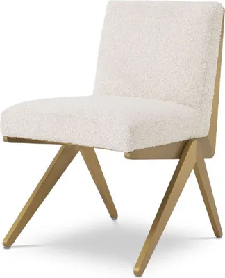 Produktbild von Casa Padrino Luxus Esszimmerstuhl Creme / Messingfarben 54,5 x 62 x H. 80 cm - Luxus Esszimmer Möbel