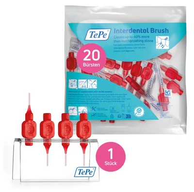 Produktbild von 20-Pack TePe Interdentalbürsten Original und 1 Badezimmerständer, Zahnzwischenraumpflege