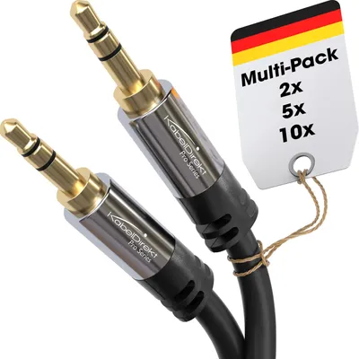 Produktbild von KabelDirekt – Aux-Audio-Klinkenkabel 3,5mm – 5x1,5m – Metall