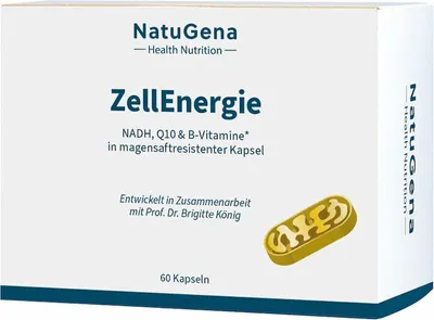 A product box for NatuGena ZellEnergie supplements.