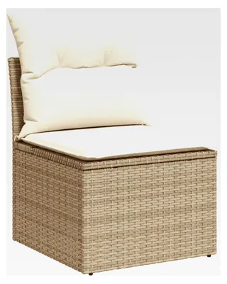 Produktbild von Balkon-Sofa mit Stauraum, 3-Sitzer Lounge Sofa für den Außenbereich, Rattansofa, Gartenlounge, Polyrattan Balkonmöbel in Beige und Creme, 3-teilig