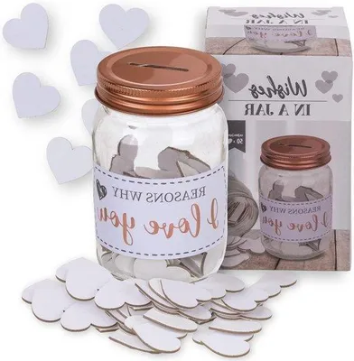 Image de Allecto Plus - Boîte à souvenirs "Pourquoi je t'aime" - Messages d'amour - 50 cœurs en carton à personnaliser - 12 x 75 cm