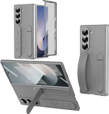 Obrázek produktu pro Vertikální pouzdro s popruhem na Samsung Galaxy Z Fold 6 vestavěnou ochranou displeje, úchytovým kroužkem, stojánkem a ochranou kamery Šedá