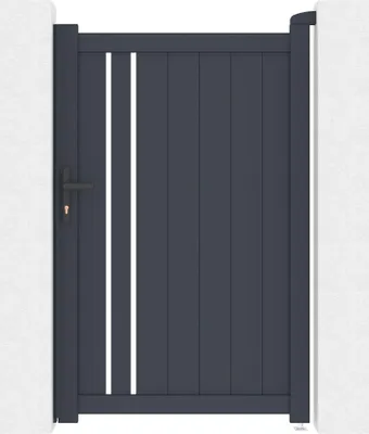 Produktbild von Tor 1 m GIONA H.1,6 m + 2 EIFEL-Pfosten H.190 cm Grau