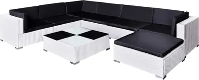 Produktbild von vidaXL 8-tlg. Garten-Lounge-Set mit Auflagen Poly Rattan Weiß