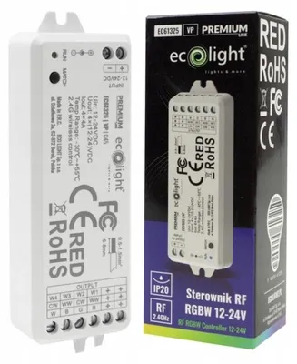 Obrázok produktu pre Ovládač pre LED pásy RGBW, 16A, 12-24V, bezdrôtový, 4-kanálový, 1 zóna, IP20