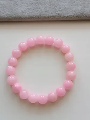 Obrázok produktu pre Ružový náramok na elastickej gumičke s nefritovým kameňom 10 mm